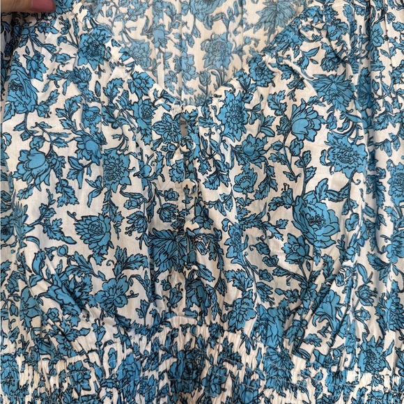 JCREW V Neck Puff Sleeve Midi Dress Blue Bloom Floral Print Prairie Cottagecore - Picture 8 of 13